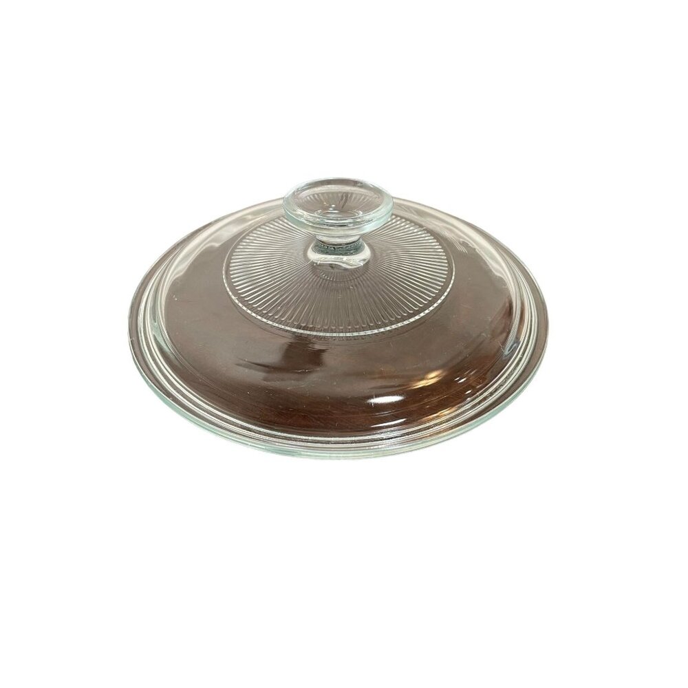 Vintage PYREX Clear Glass Lid With Ribbed Design G5C-A For 7 3/4" Round Dish